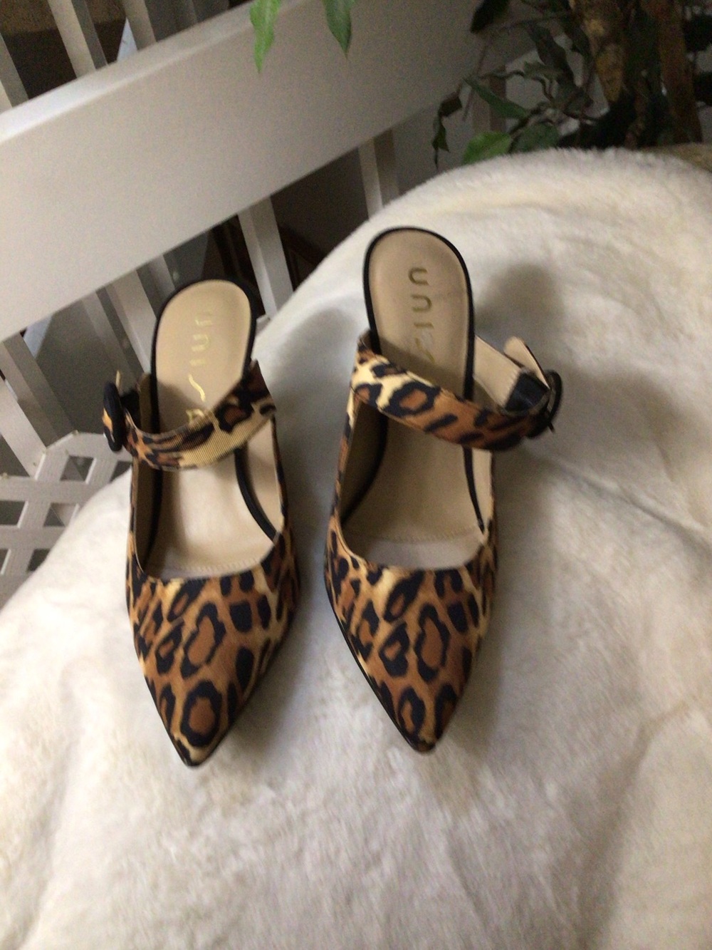 Unisa Leopard Print Pointed Toe Mary Jane Mules - Leopard Brown